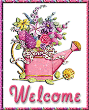 sayings welcome with a pot of flowers.gif